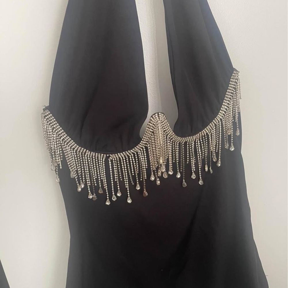 Black mini Dress with Silver Embellishments